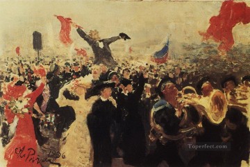 1905年10月17日のデモ 1906年イリヤ・レーピンのスケッチ Oil Paintings